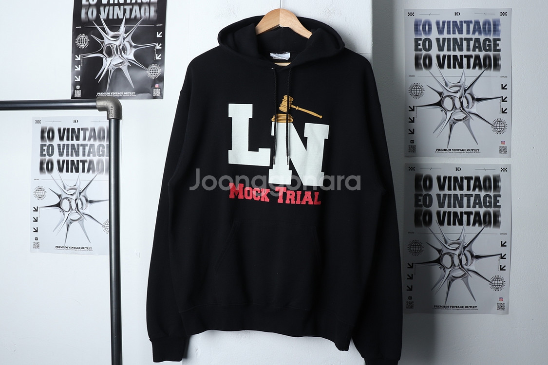 (L-XL) 챔피온 후드티셔츠 블랙 올드스쿨 빅로고--1