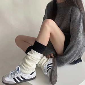 (새상품)배색 니트 레그워머