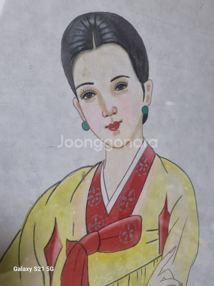 북한화가가 그린 북한 미인도작품 -제목 봄 (그림액자)--2