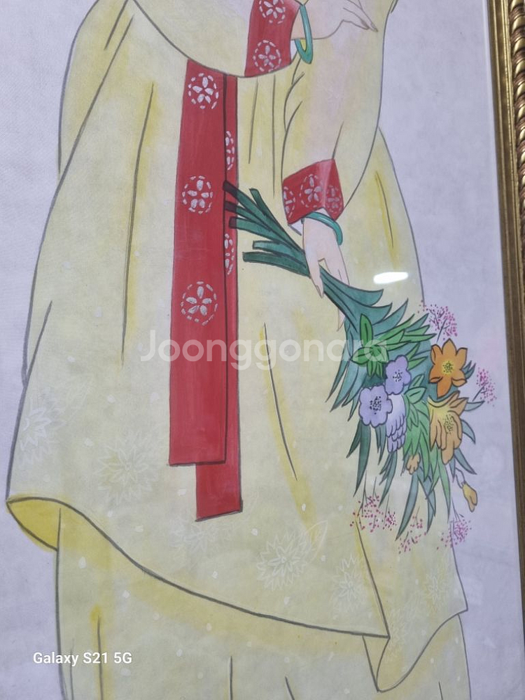 북한화가가 그린 북한 미인도작품 -제목 봄 (그림액자)--3