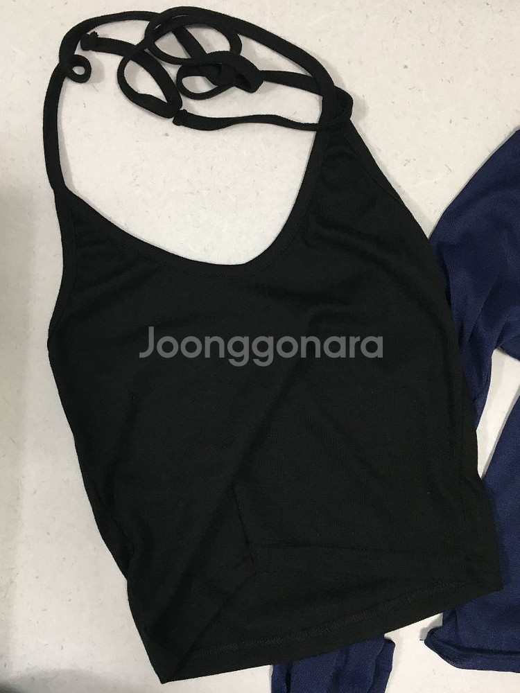 레터링 시스루 긴팔티 홀터넥 세트--2