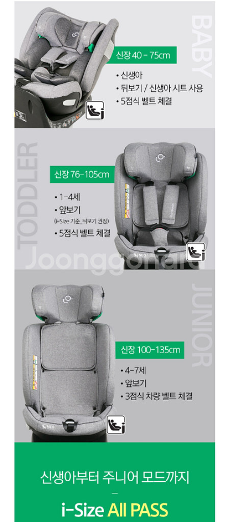 순성 네오 아이사이즈 회전형 카시트 팝니다.--3