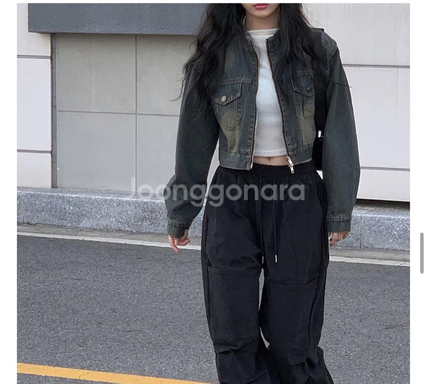 [새상품]무드라벨-노카라 크롭 바이커 자켓/청자켓--6