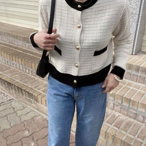 새상품) 배색 니트 가디건 트위드가디건 숏가디건 이너