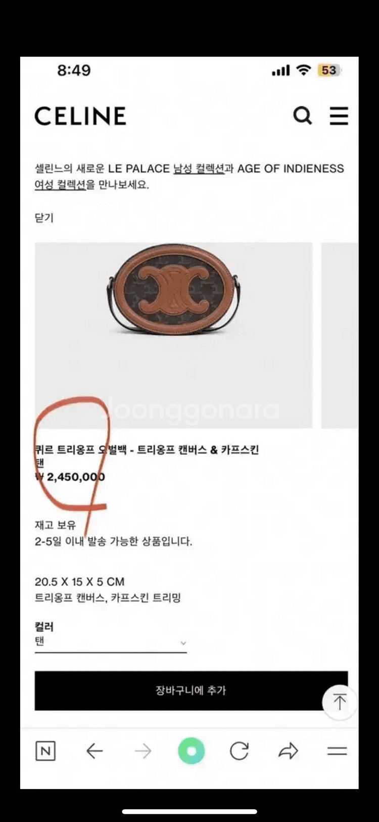 [오늘만 120]셀린느 트리옹프 오벌백--5