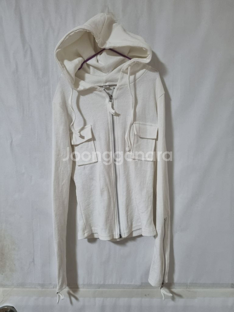 Colour 후드 면 집업 점퍼 자켓 아이보리--0