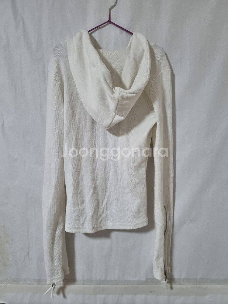 Colour 후드 면 집업 점퍼 자켓 아이보리--1