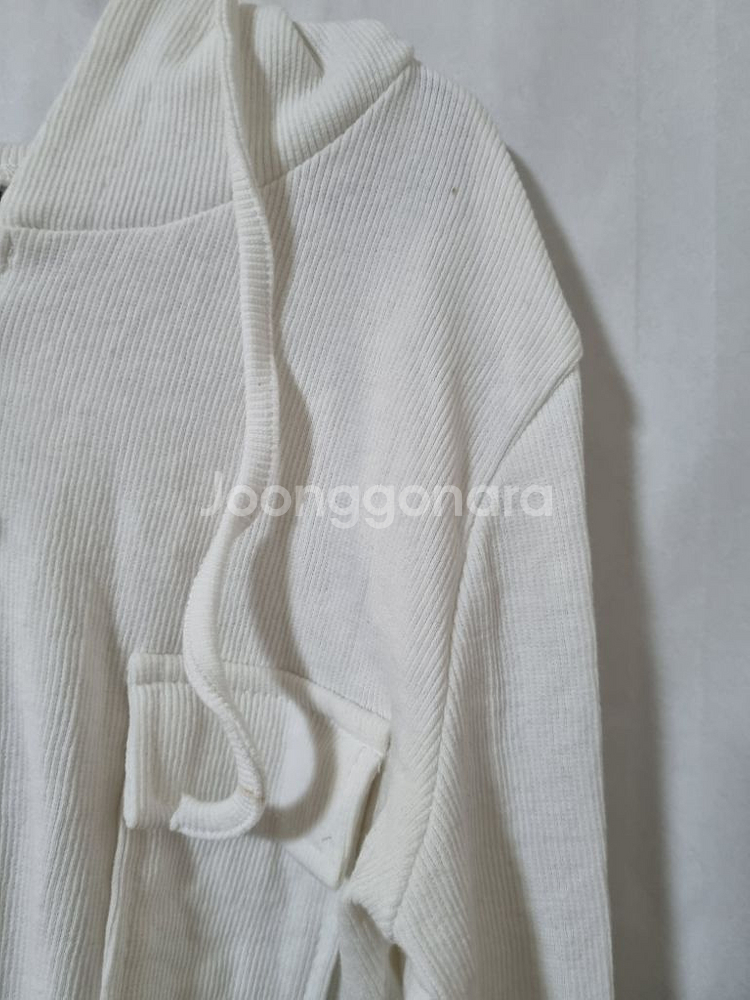 Colour 후드 면 집업 점퍼 자켓 아이보리--2