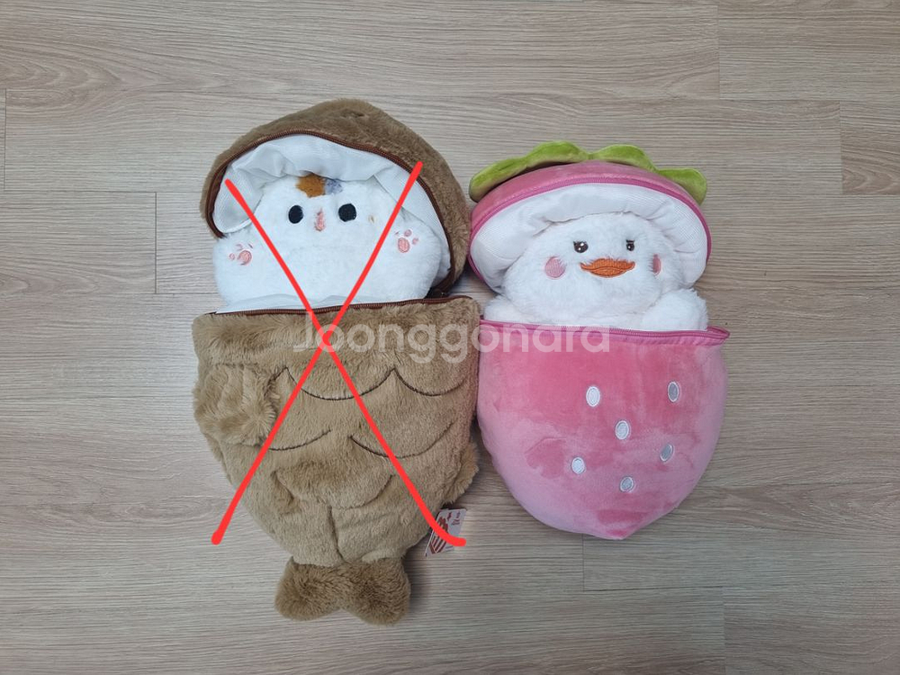 짱오락실 자체제작 딸기 쏙 큐티덕 오리 인형 27cm--0