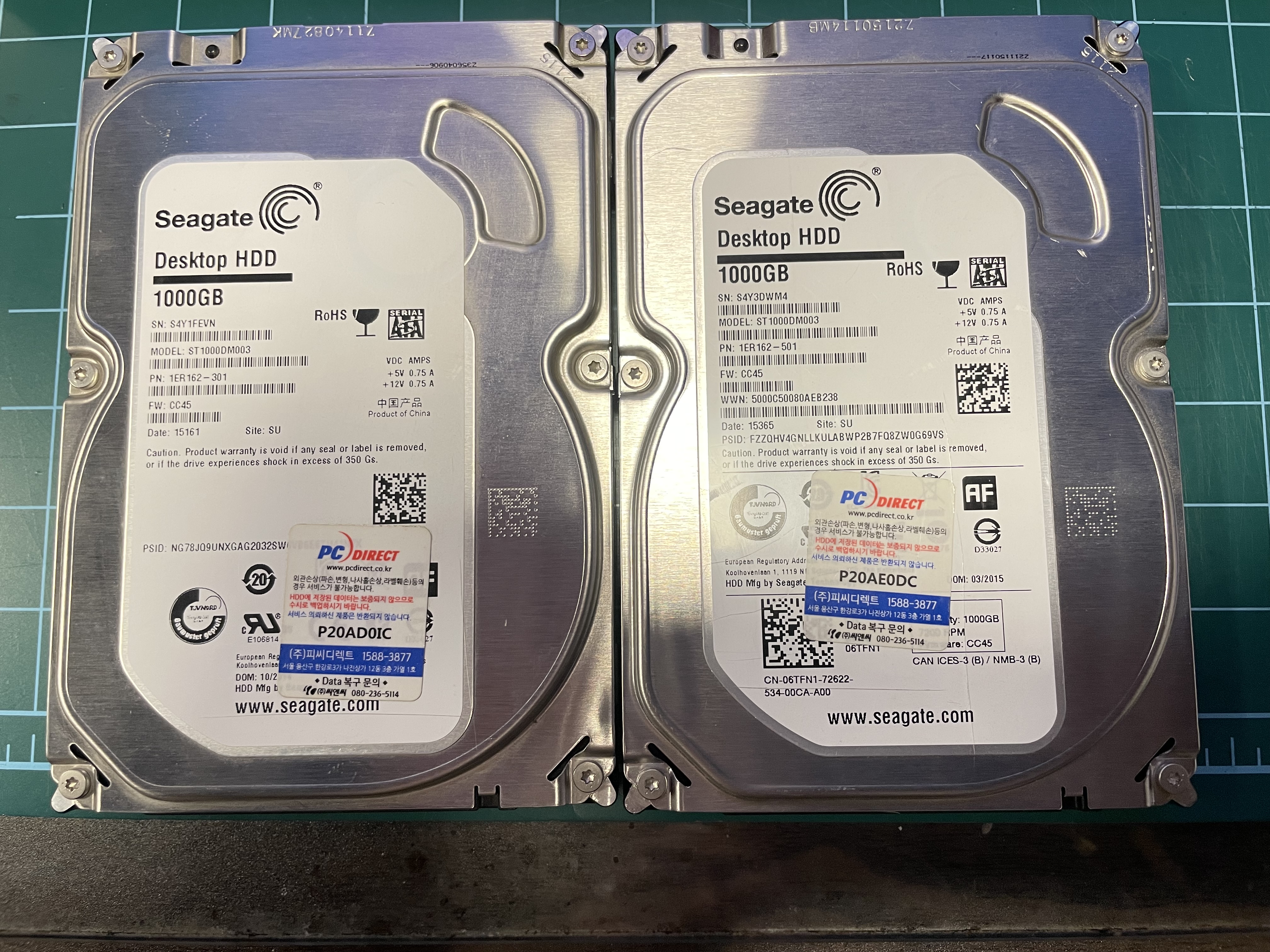 시게이트 1TB HDD 2개