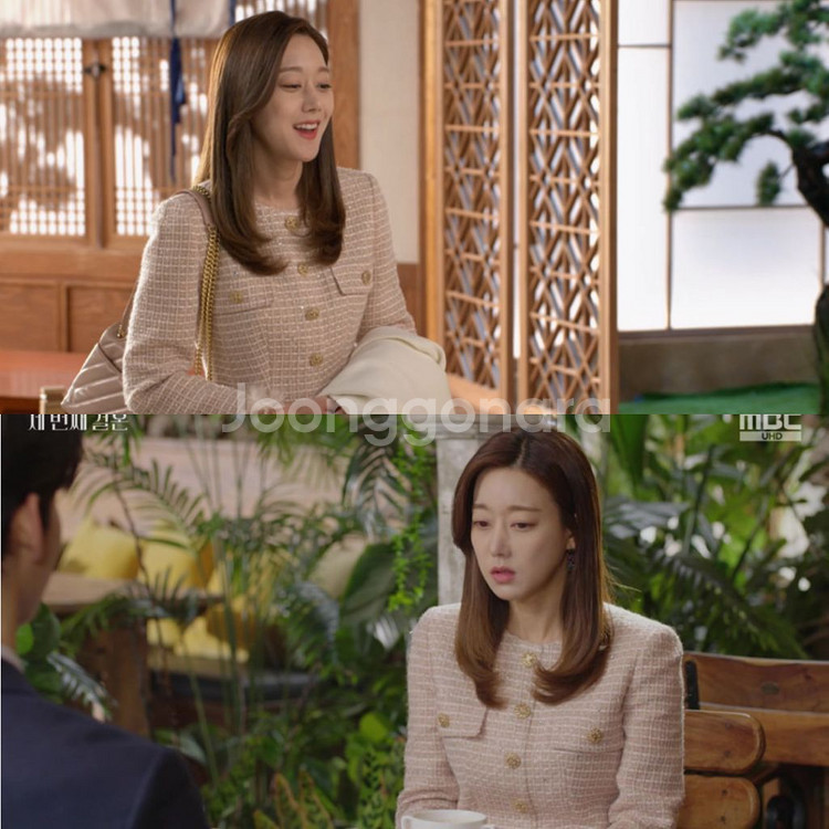 (44~슬림55)미샤 2024년 글리터 트위드 원피스--6