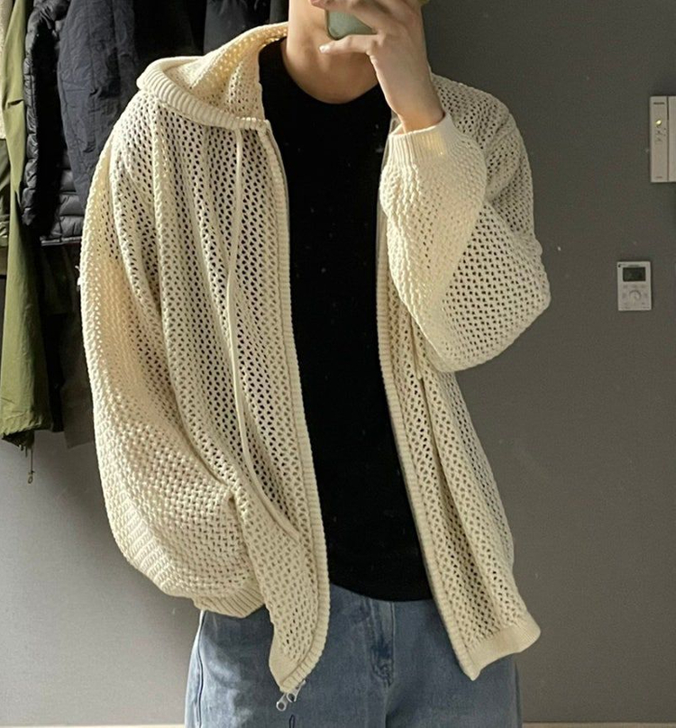 aeae mesh knit hoodie 메쉬 후드집업 이미지