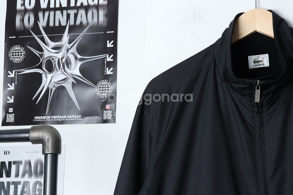 (XL-XL) 라코스테 집업 바람막이 점퍼자켓 블랙--2