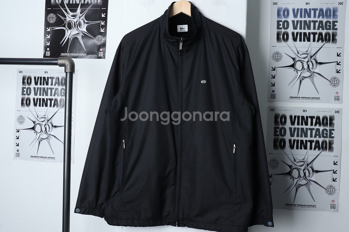 (XL-XL) 라코스테 집업 바람막이 점퍼자켓 블랙--1