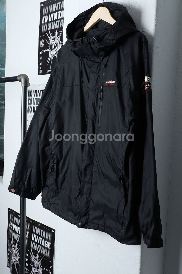 (XL) 디키즈 집업 바람막이 점퍼자켓 블랙 올드스쿨--0