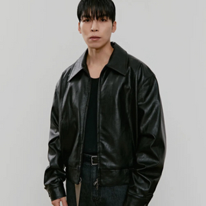 깡스타일리스트 X 플랙 비건 레더 자켓 M