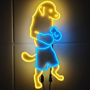 네온사인 강아지 복싱 복서 led 램프