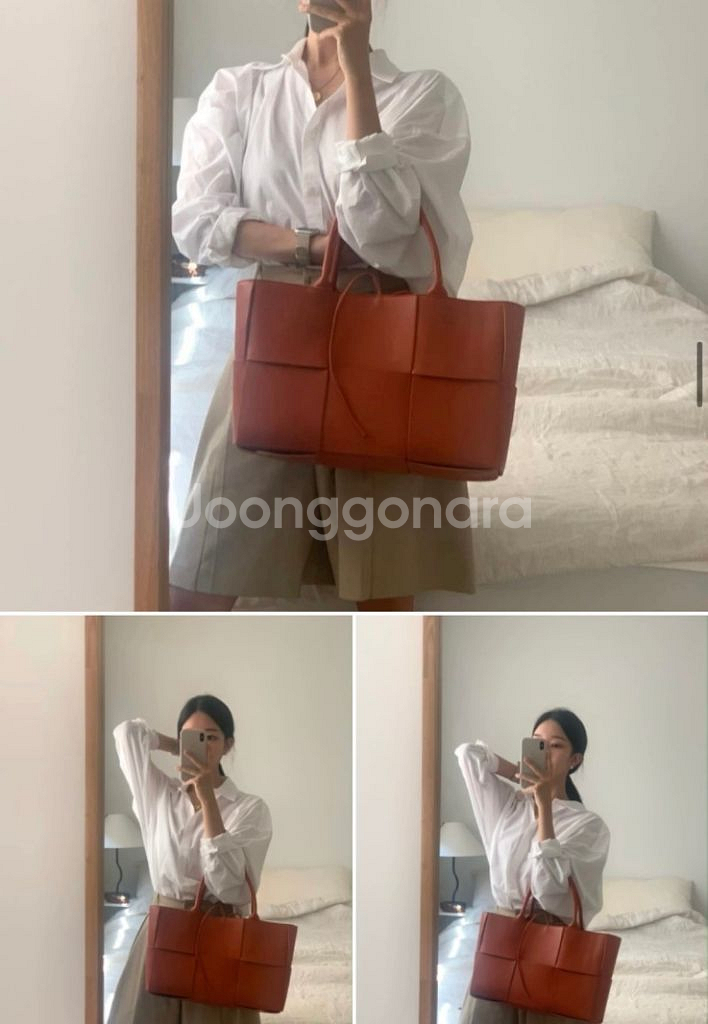 보테가베네타 아르코 미디엄 토드백(메이플 컬러)--7