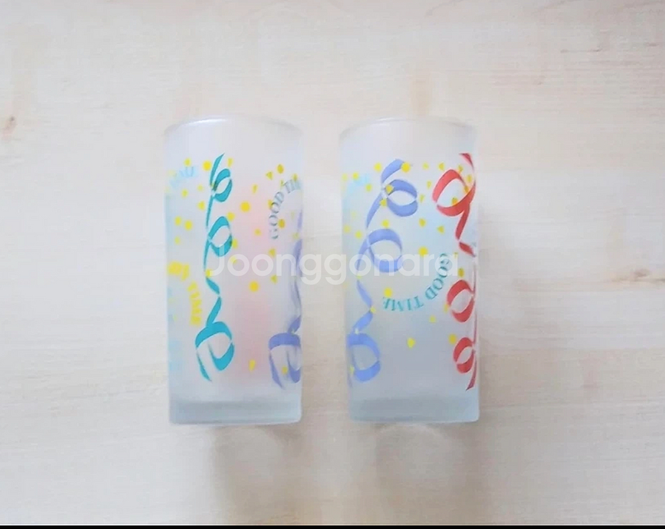 parka glass 레트로 반투명컵/유리컵 2개 일괄--1