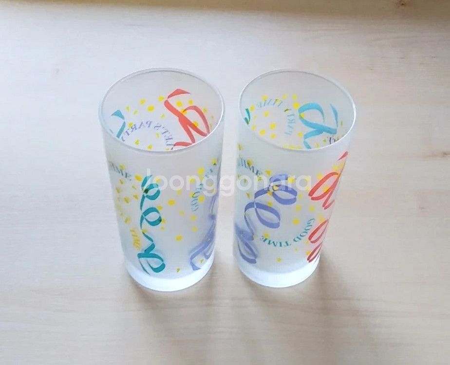 parka glass 레트로 반투명컵/유리컵 2개 일괄--0