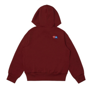 꼼데가르송 인베이더 버건디 후드집업 더블와펜