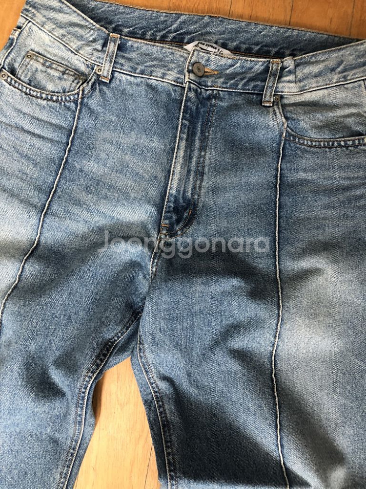 유니폼브릿지 핀턱 와이드 데님팬츠 인디고 워싱 L--5
