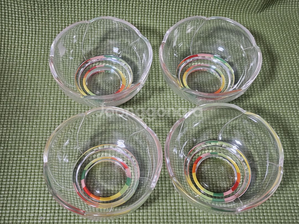 무지개 크리스탈 유리그릇--1