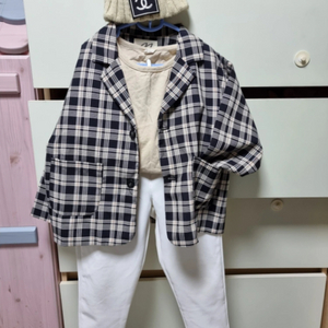 120사이즈 체크자켓바지비니세트택포
