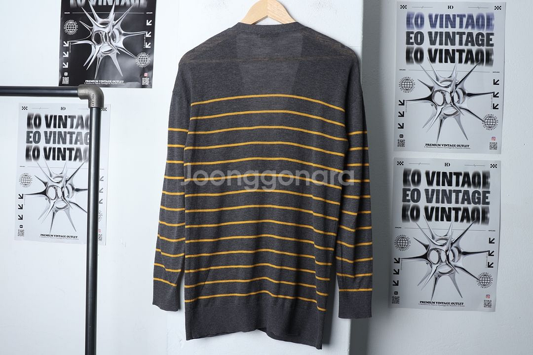 W(L-XL) 빈폴 니트집업 차콜 가디건 스트라이프--6