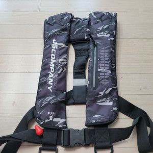 JS컴퍼니 자동팽창식 착용성향상형 구명조끼 블랙 카모