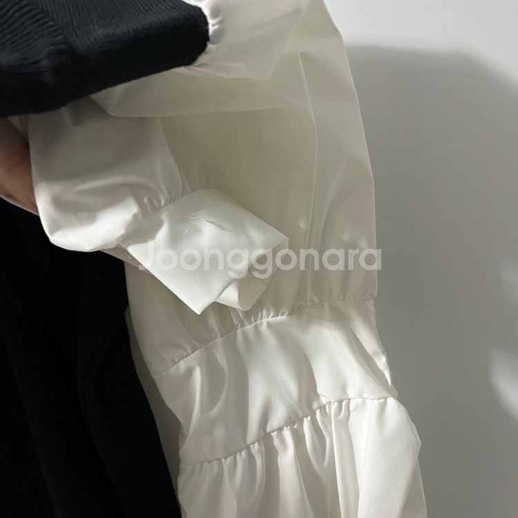 하객룩 벌룬 셔츠 소매 골지 니트 원피스--3