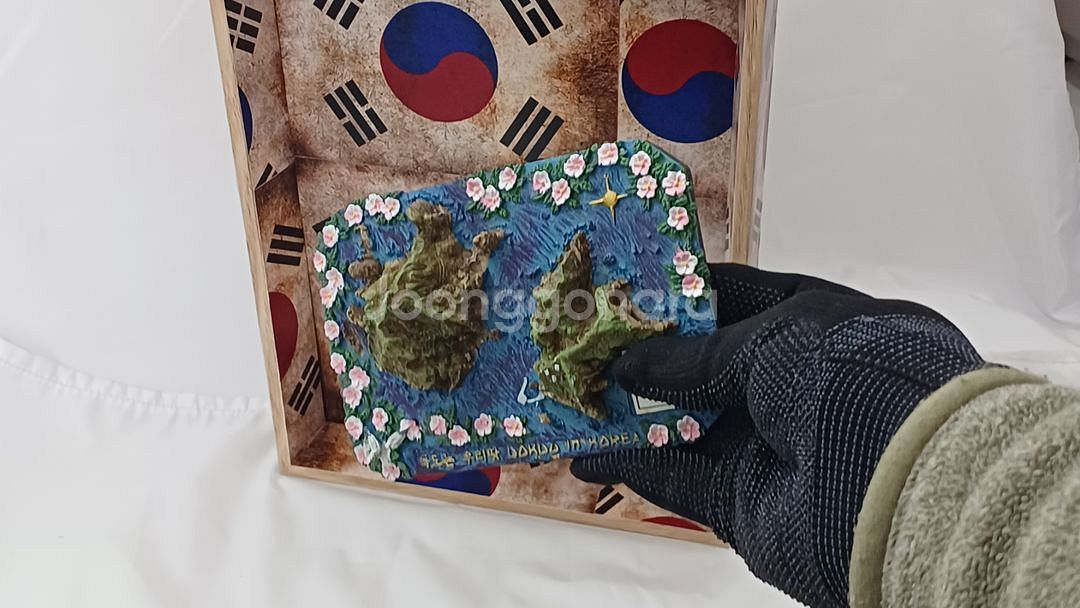 독도 모형이 포함된 태극기 디자인 박스 액자--9