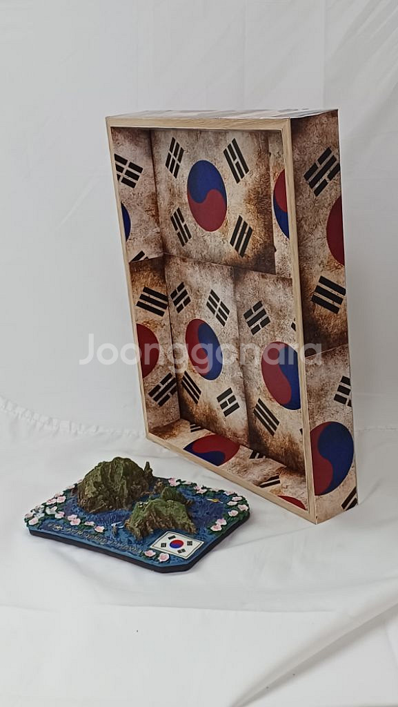 독도 모형이 포함된 태극기 디자인 박스 액자--8