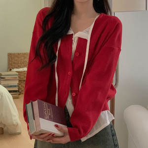 다온 브이넥 루즈핏 긴팔 가디건