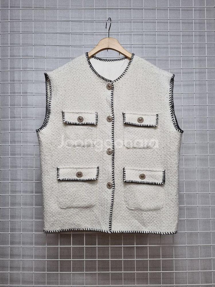 택포(새상품) 삐삐살롱 트위드베스트 트위드조끼--0