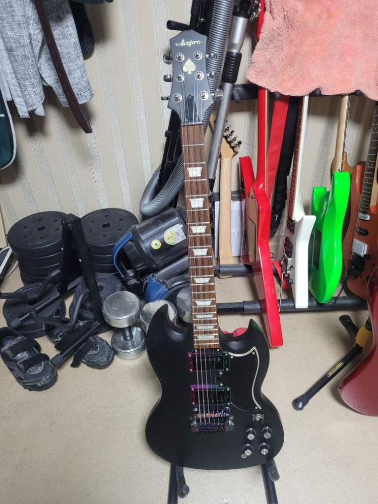 입문용) SG형 새틴블랙 일렉기타--4