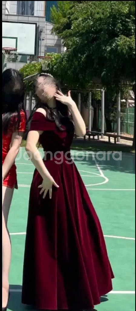 레드 벨벳 드레스 (왕관포함) 졸업사진 의상 대여--0