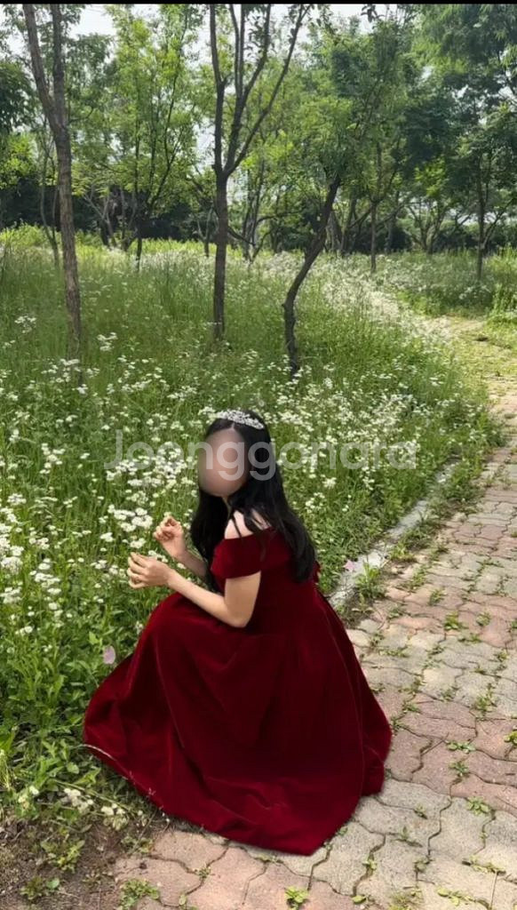 레드 벨벳 드레스 (왕관포함) 졸업사진 의상 대여--2