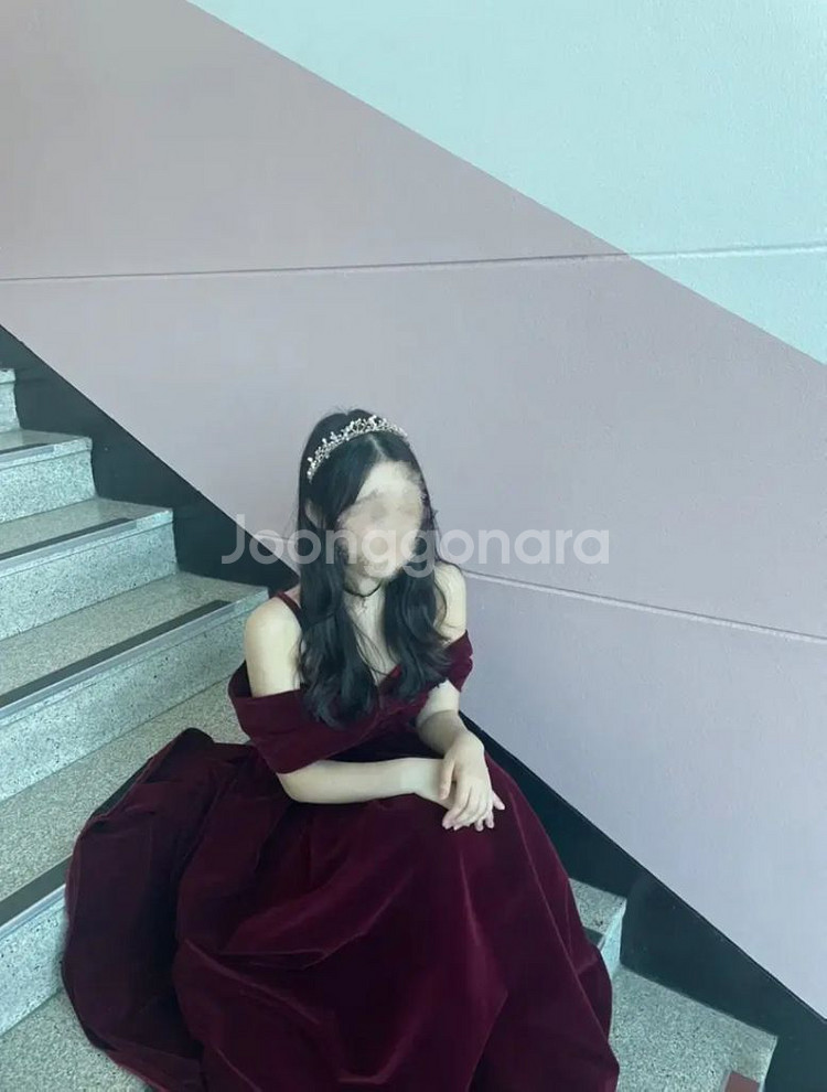 레드 벨벳 드레스 (왕관포함) 졸업사진 의상 대여--1