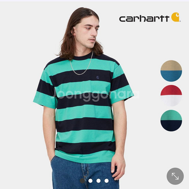 CARHARTT WIP 스트라이프 반팔티 XXL--1