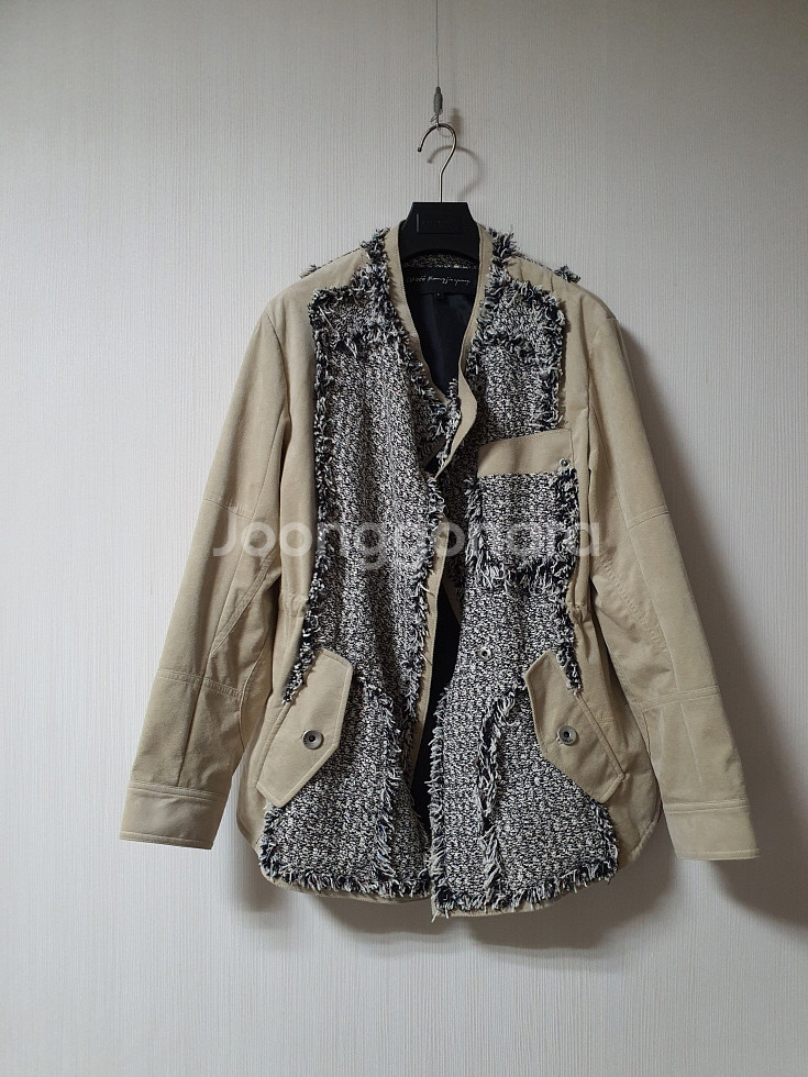 오브제 OBZEE 트위드 에코 가죽 자켓 1사이즈 오--2