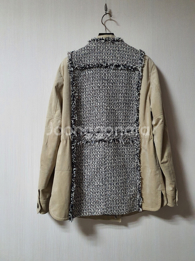 오브제 OBZEE 트위드 에코 가죽 자켓 1사이즈 오--6