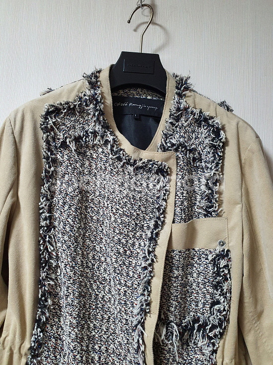 오브제 OBZEE 트위드 에코 가죽 자켓 1사이즈 오--4