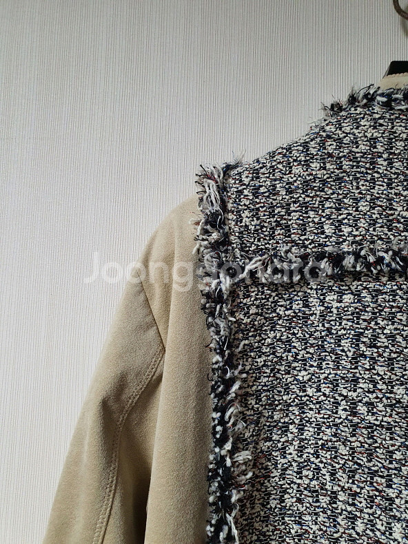 오브제 OBZEE 트위드 에코 가죽 자켓 1사이즈 오--7