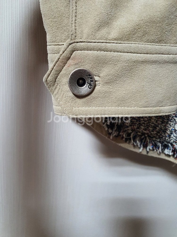 오브제 OBZEE 트위드 에코 가죽 자켓 1사이즈 오--9