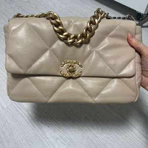 샤넬 19백 베이지 라지