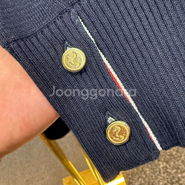 톰브라운 밀라노스티치 실크 사선 스트라이프 가디건--3