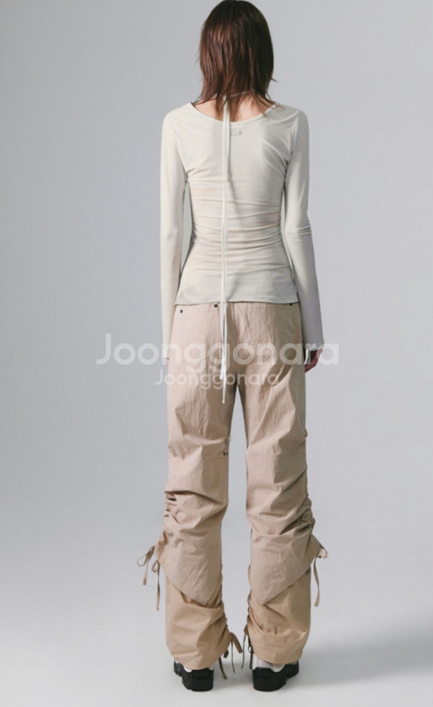 코튼 팬츠 나체 LAYERED WAIST BONDED--3