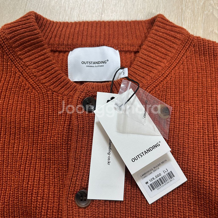 새상품 L 아웃스탠딩 램스울 라운드넥 가디건 가디건 브--2