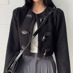 블랙 숏 뽀글이 자켓